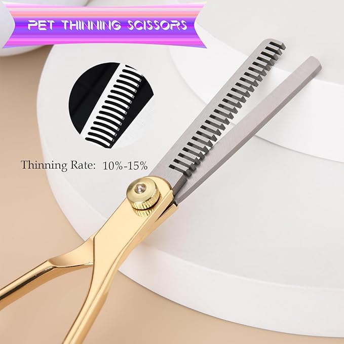 Fcysy Dog Grooming Kit - Hair Scissors Thinning Shears Set for Dogs & Cats