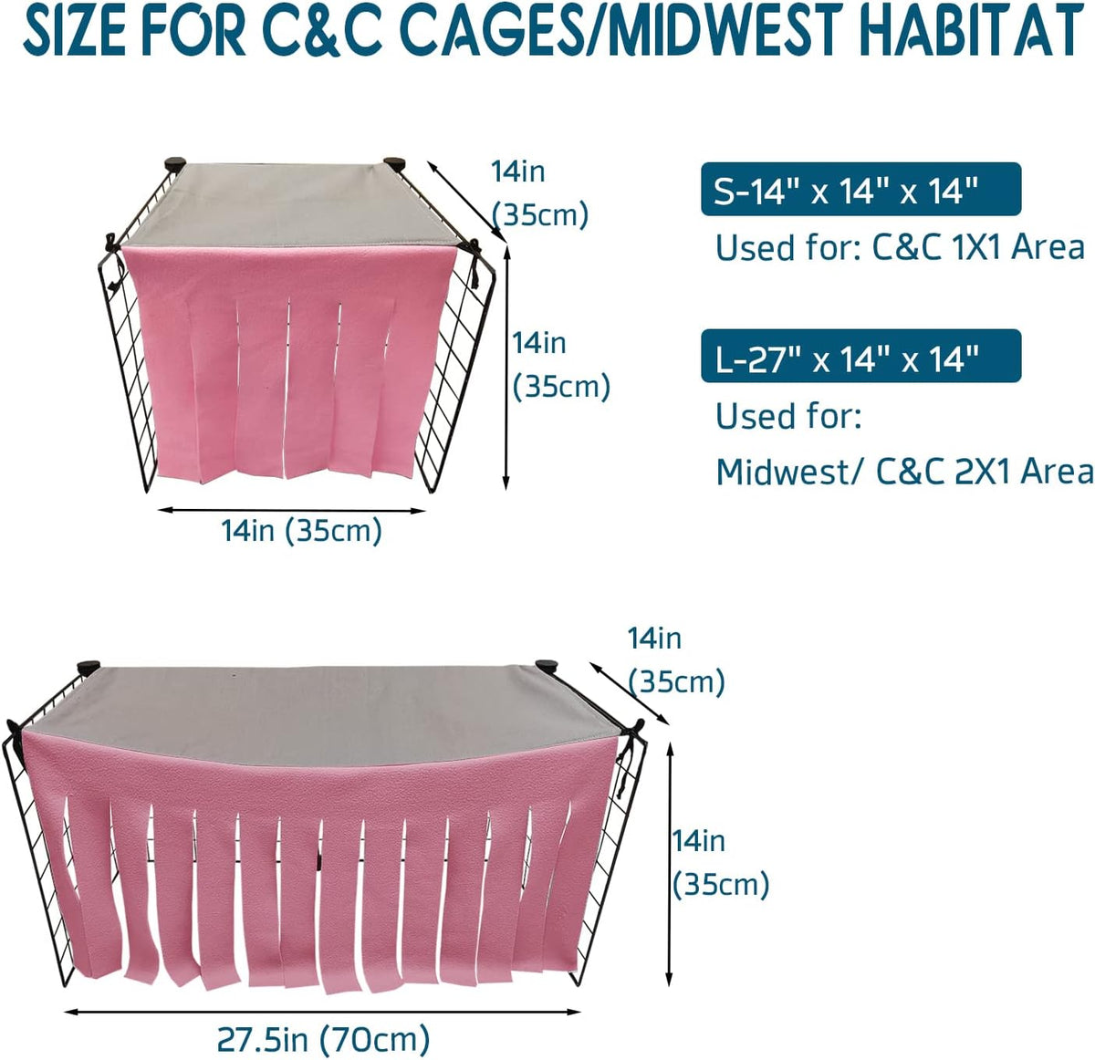 RIOUSSI Guinea Pig Hideout Hideaway Corner Fleece Toys Cage Accessories with Reversible Sides, Heart/Gray+Pink, 27"x14"x14"