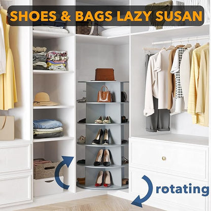 SpaceAid 5 Tier Rotating Shoe Rack Tower, Spinning Shoe Display Lazy Susan