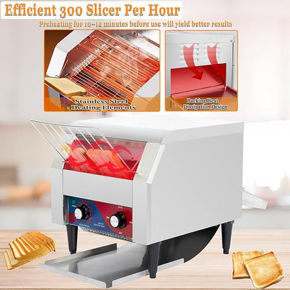 CTJ Commercial Toaster 300 Slices/Hour Electric Conveyor Belt Toaster Heavy