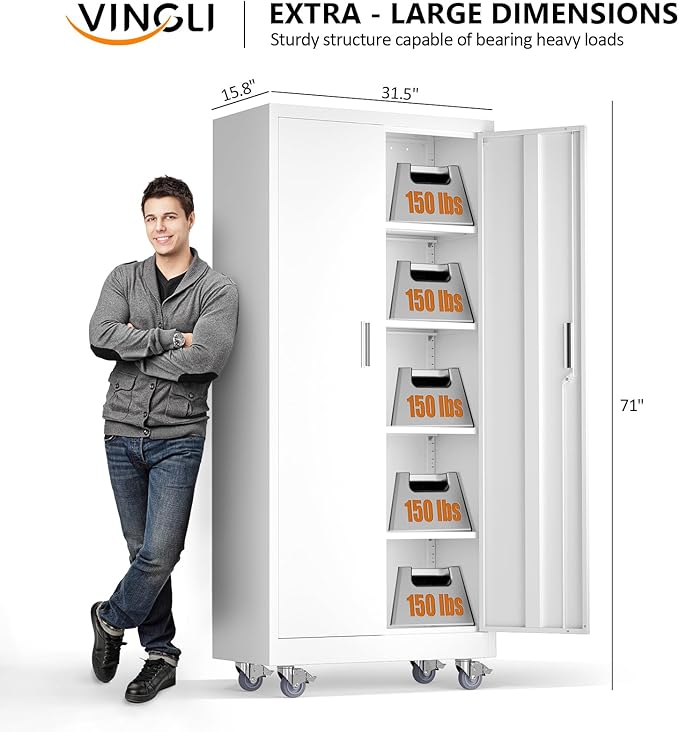 VINGLI Rolling Metal Storage Cabinet