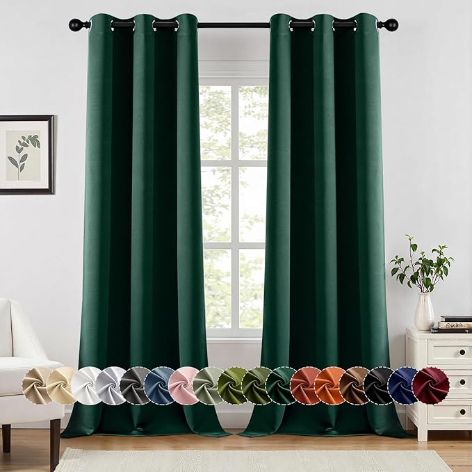 MIULEE Hunter Green Blackout Curtains
