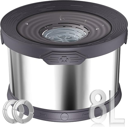 UPSKY 8L Dog Water Bowl No Spill Stainless Steel for Slow Drinking Gray | Large Capacity, Spill-proof, Non-slip Design, Durable, For Large Dogs, Messy Drinkers & Multi-pet Homes, Outdoor / Indoor