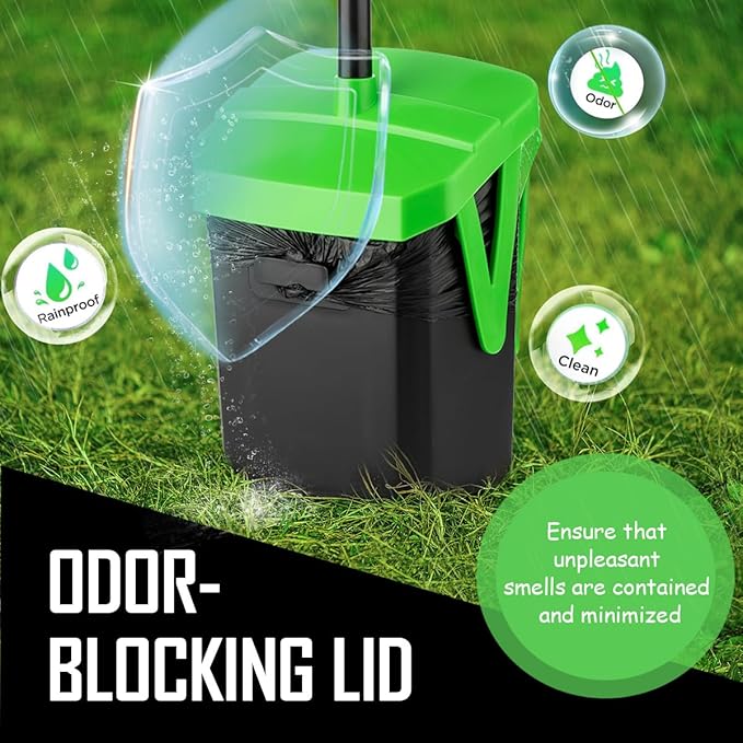 Pooper Scooper Swivel Bin & Rake with 100 Waste Bags, Dog Pooper Scooper with Bag Attachment for Large Medium Small Dogs, Poop Scooper with Lid for Lawn Yard Dog Kennel