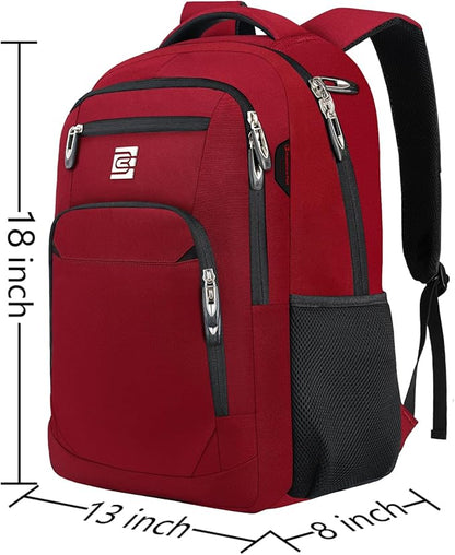 Volher Laptop Backpack,Business Travel Anti Theft Slim Durable Laptops Backpack,Water Resistant College Computer Bag for Women & Men Fits 15.6 Inch Laptop and Notebook-Red
