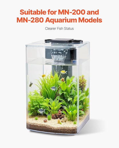 VEVOR Aquarium Filter Cotton, 8 PCS Fish Tank Replacement Filter Cartridges for 2.5/3.5 Gal, Fishbowl Accessories with Multi-Layer Filtration Easy Installation, for MN-200 and MN-280 Models