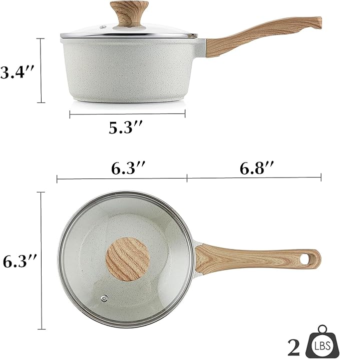 SENSARTE White Ceramic Nonstick Saucepan