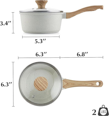 SENSARTE White Ceramic Nonstick Saucepan