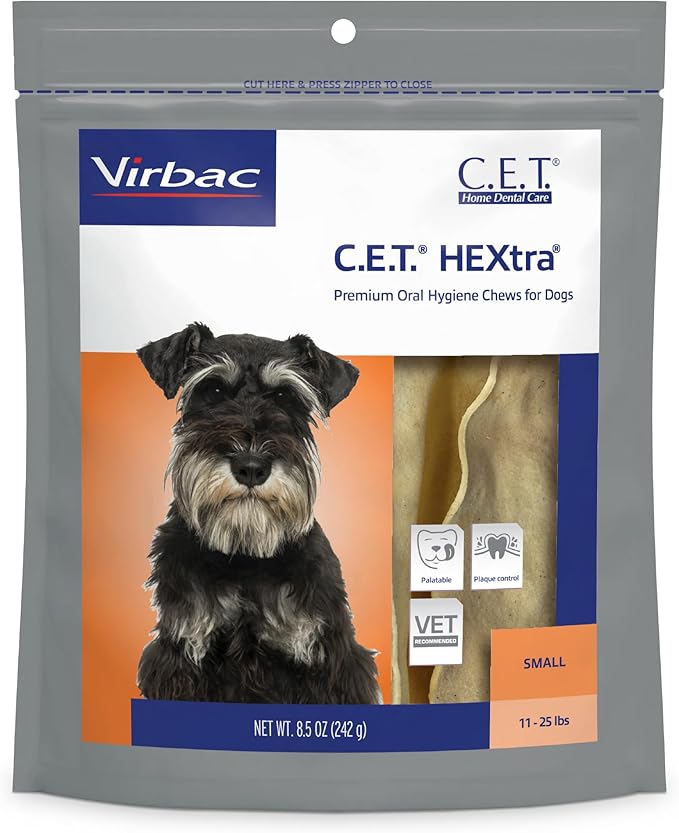 Virbac C.E.T. HEXtra Premium Oral Hygiene Chews for Dogs, 11-25 lbs, 8.5 Oz