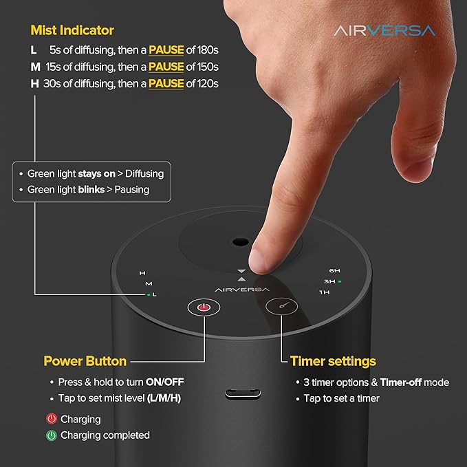 Airversa Waterless Essential Oil Diffuser Starter Kit
