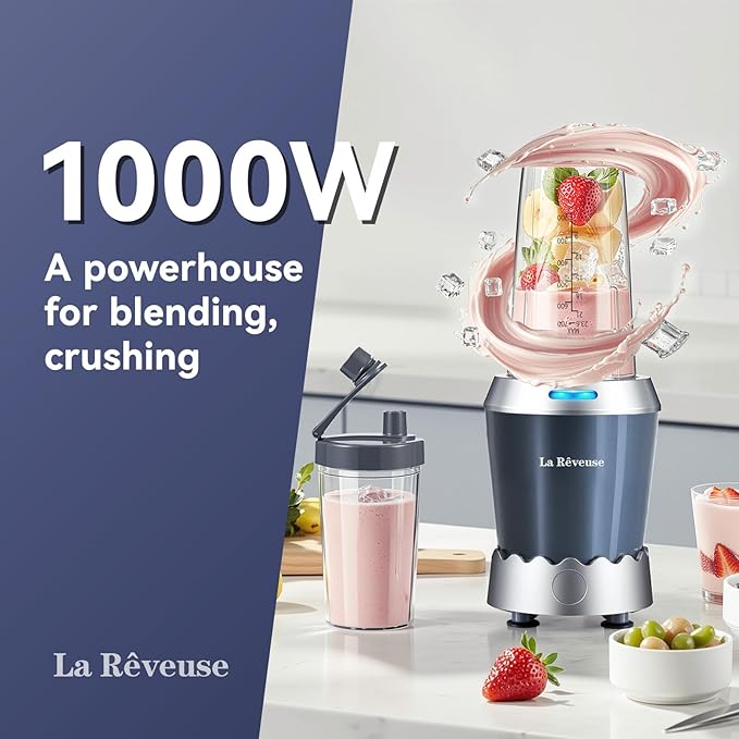 La Reveuse Personal Size Smoothie Blender Pro, 1000W High Speed