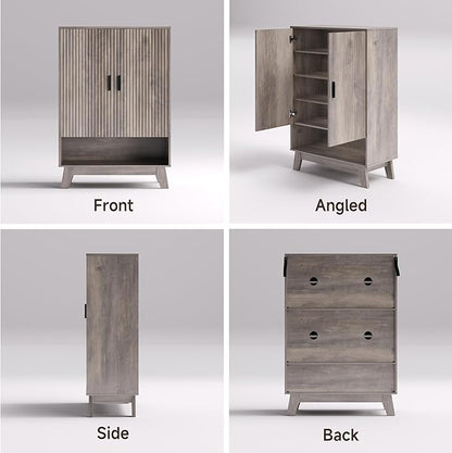 4-Tier Fluted Shoe Cabinet