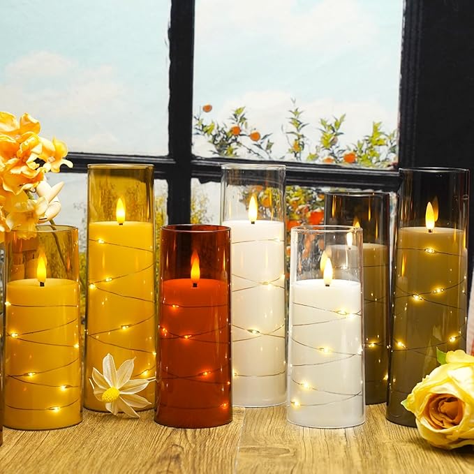 Flickering Flameless LED Candles, Acrylic LED Pillar Candles