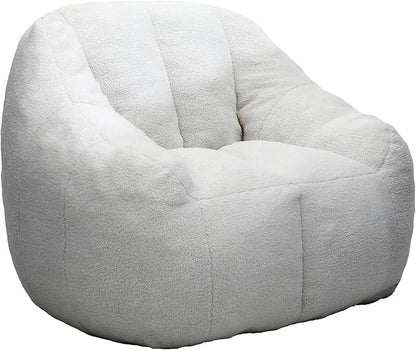 Setawix Bean Bag Chair with Filler, Comfy Teddy Bean Bag Chairs for Adults and Kids, Cozy BeanBag Sofa Fully Floor Couch with Memory Foam for Living Room Bedroom,White