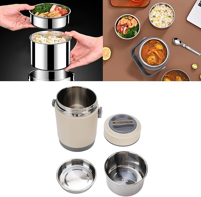 AYNEFY Electric Lunch Box, 2L Stainless Steel Portable Electric Food Warmer