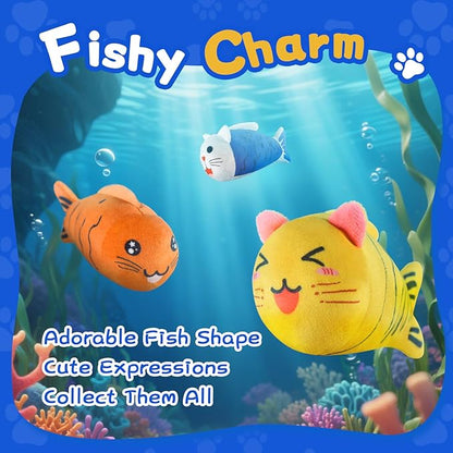 Squeaky Dog Toys for Small Dogs & Puppy – 3 Pack Fish Crinkle Squeak Pet Toys for Interactive Play, Boredom Relief & Teeth Cleaning