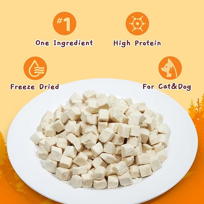 Jungle Calling Freeze Dried Chicken Cat & Dog Treats, Single Ingredient Chicken Bites for Cats & Dogs, High Protein Pet Training Treats, Edible Organic Food Topper, 10.58 oz