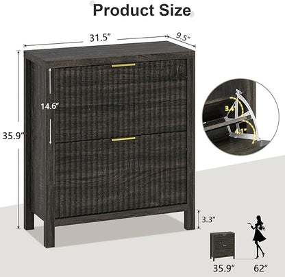 Shoe Cabinet Storage for Entryway, Fluted Shoe Cabinet