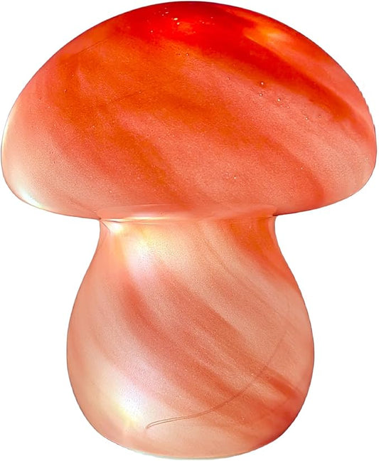 Mushroom Table Lamps Night Lights Cute Glass Nightstand Bedside Desk Lamps for Bedroom Living Study(Bulb Included) - Pink
