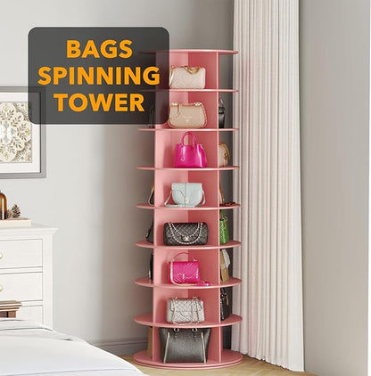 SpaceAid 8 Tier Rotating Shoe Rack Tower, Spinning Shoe Display Lazy Susan