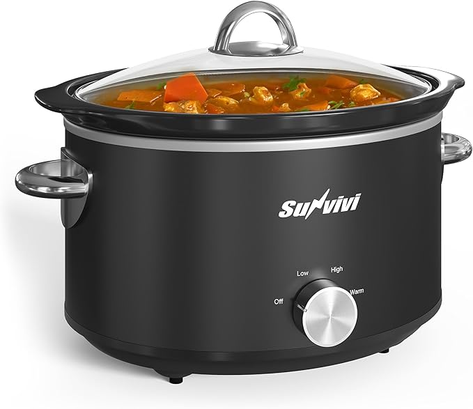 Sunvivi Small Slow Cooker 4QT, Mini Food Warmer