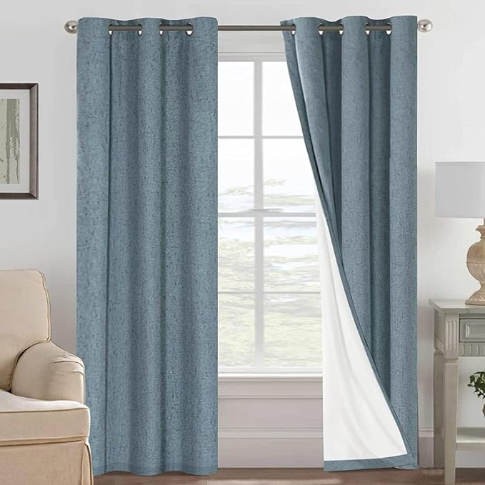 H.VERSAILTEX Primitive Linen Curtains 100% Blackout Curtain Drapes Burlap