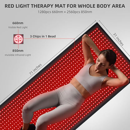 Red Light Therapy Large Mat for Whole Body Relief 71''x31'' Infrared Therapy