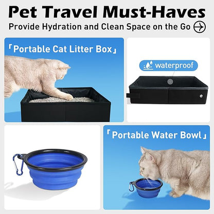 Large Cat Carrier 24"x16.5"x16.5" Soft-Sided Portable Pet Crate for Car Traveling with Collapsible Litter Box and Bowl