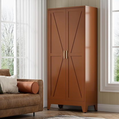 COFaR 5 Tier Metal Kitchen Storage Cabinets, Farmhouse Tall Cabinet