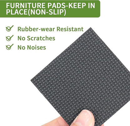 COVERCORNER Non Slip Furniture Pads 16 PCS 2 1/2'' Square - Anti Slip Furniture Pads - Self Adhesive Rubber Feet Furniture Feet - Chair Leg Floor Protectors - Keep Furniture in Place