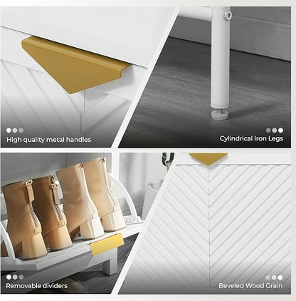 Shoe Cabinet Storage with 4 Flip Drawers, Narrow Hidden Shoes Organizer Cabinet