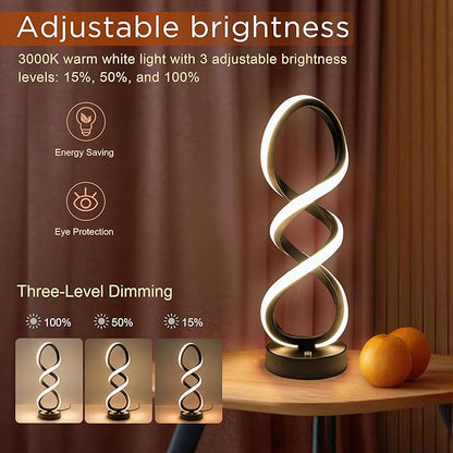 Modern Table Lamp, 7 Colors 10 Light Modes Spiral Design Table Lamp, Touch