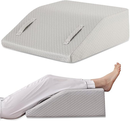 Ruqmuis Leg Elevation Pillow for After Surgery, 6inch Foam Leg Elevating Pillow for Swelling and Blood Circulation, Leg Wedge Pillow for Sleeping, Knee Pillow for Knee Hip Ankle Pain Relief, Grey