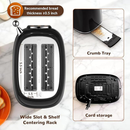 Mecity Toaster 2 Slice, Touch Screen Wide Slot Retro Toaster