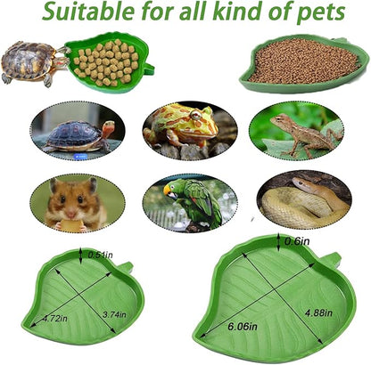 3PCS Tortoise Water Bowls with Ramp Leaf Tortoise Food Dish Reptile Food Water Bowls Reptile Bathing Pool Aquarium Ornament for Gecko, Snake, Turtle, Bearded Dragon, Lizard Small