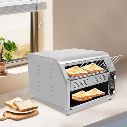 2400W Stainless Steel Countertop Bread Oven, Commercial Toaster Conveyor