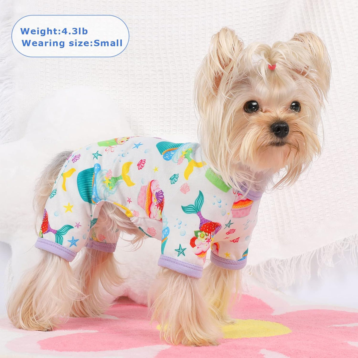 Dog Pajamas Pjs Summer Fall Dog Clothes for Small Dogs Girl - Boy - Medium Size Dogs, Soft Stretchy Puppy Clothes Doggie Onesies Cat Pet Jammies Outfit, Donut Purple