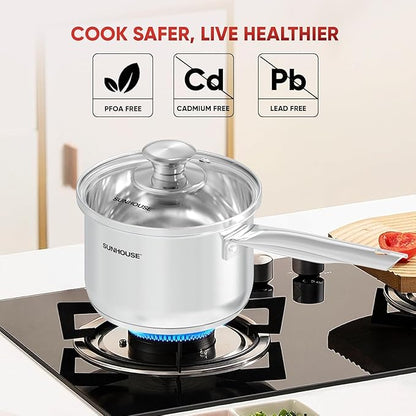 SUNHOUSE – 3 Quarts Stainless Steel Sauce Pan