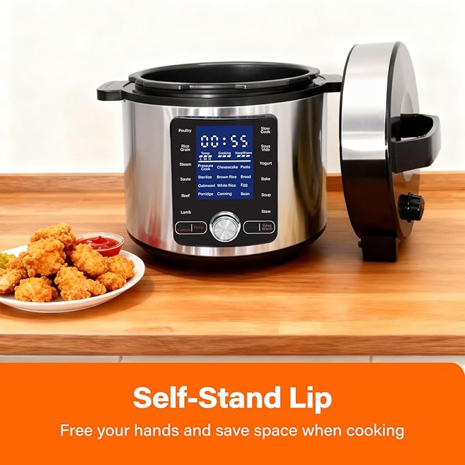 OLIXIS 24-in-1 Electric Pressure Cooker 6.34 Quart, Stainless Steel Multi-Cooker