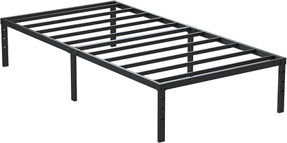 Heavy Duty Narrow Twin Bed Frame No Box Spring Needed, 14 Inch Metal Platform Narrow Twin Bed Easy Assembly, Noise Free, 30x75 Inch, Black