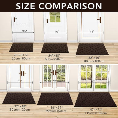 hicorfe Front Door Mat Outside Entrance,24"x35" Absorbent Muddy Dirt Resist Welcome Door Mats Outdoor Indoor,Stain and Fade Resistant,Non Slip Backing Entry Mat Doormat for Entryway (Coffee)