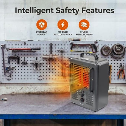Comfort Zone Utility Space Heater, 1500W Electric Garage Heater