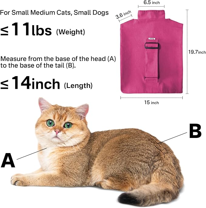 [Cozy Travel] Cat Carrier Pouch, Soft Cat Carrier for Small Cats, Carrying Sack, Restraint Bag for Nail Trimming, Vet Visits, Giving Meds, Dental Care, Car Travel - Magenta Pink