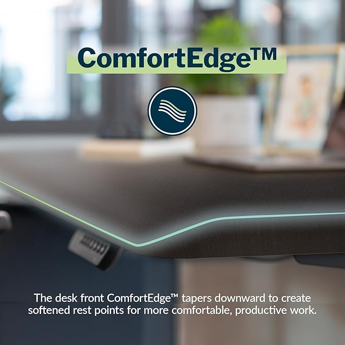 Vari ComfortEdge 60x30 Inch Adjustable Electric Standing Desk – Sit Stand VariDesk with Memory Presets, Sloped Edge, 200 LB Capacity + Tool-Free Assembly (Black)