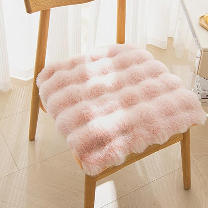 Square Faux Fur Seat Cushion, Faux Rabbit Fleece Chair Pad, Winter Thick Plush Cushions for Dining Chairs, Comfy Lazy Sofa Office Floor Pillow, Cute Bedroom Decor(Pink,1pc/19.7×19.7inches)