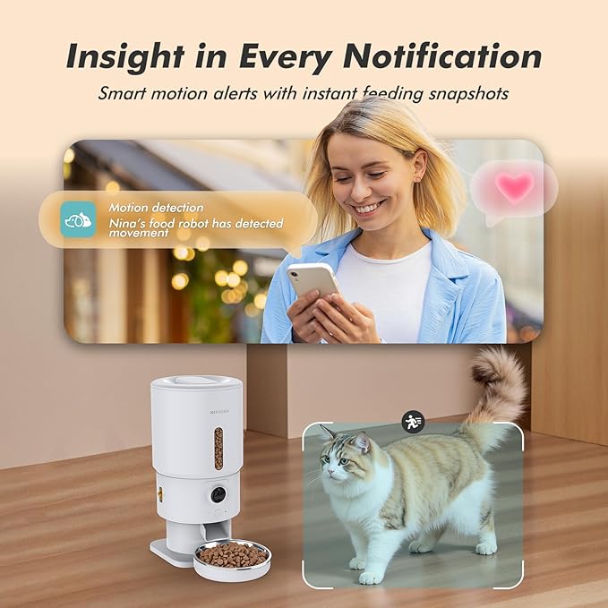 Automatic Cat Feeder with Camera - 5G WiFi Timed Cat Food Dispenser