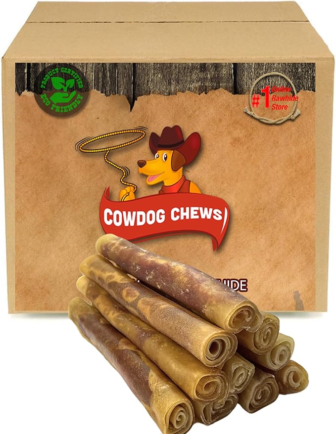 Cowdog Chews Rawhide Gourmet Meaty Rolls 9-10 (10 Pack) Premium Dog Treats with Savory Beef Filling, Long-Lasting Chew for Aggressive Chewers, High-Protein, Natural Ingredients
