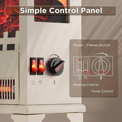 TURBRO Suburbs TS17Q Infrared Electric Fireplace Stove, Realistic Flame