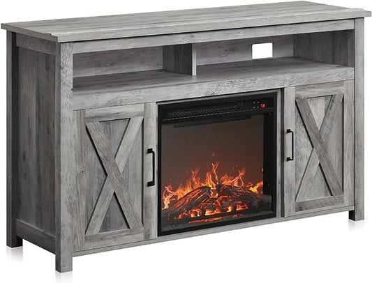 BELLEZE Modern 48" Barn Door Wood TV Stand