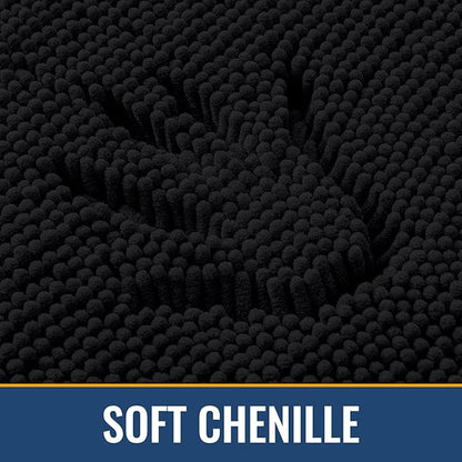 Arotive Bathroom Rugs 40x32, Extra Soft Absorbent Shaggy Chenille Bath Rugs, Machine Washable Rubber Backing Non-Slip Bath Mats for Bathroom Floor Tub and Shower, Home Decor Accessories, Black
